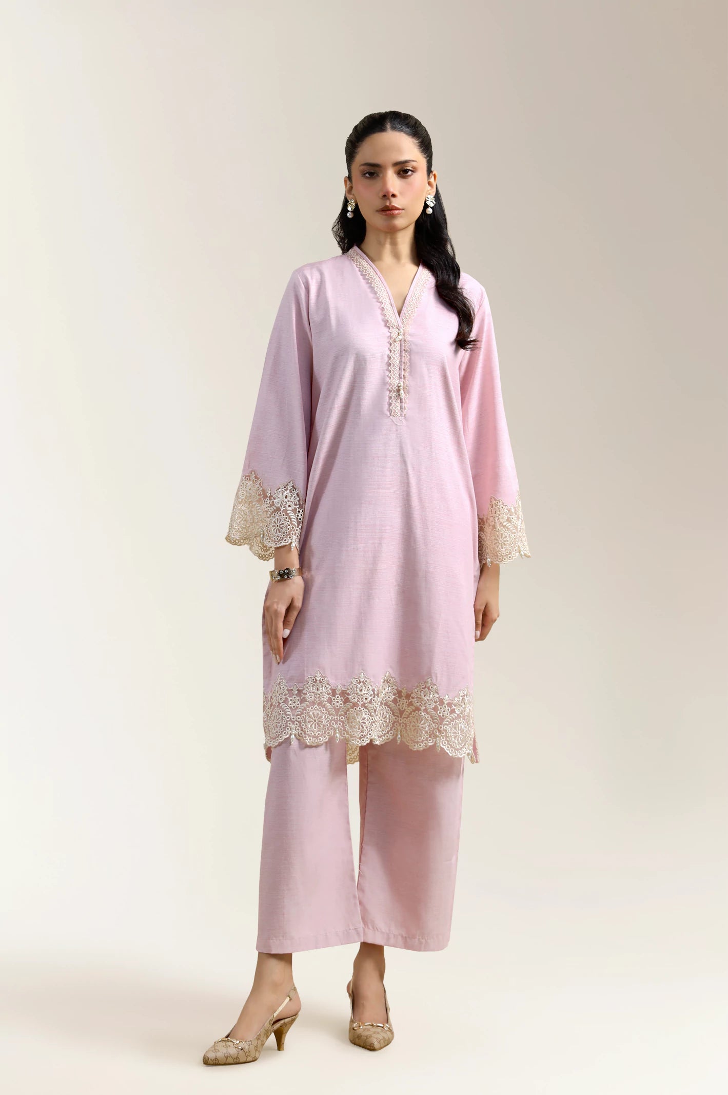 Pink Embroidered 2-Pc
