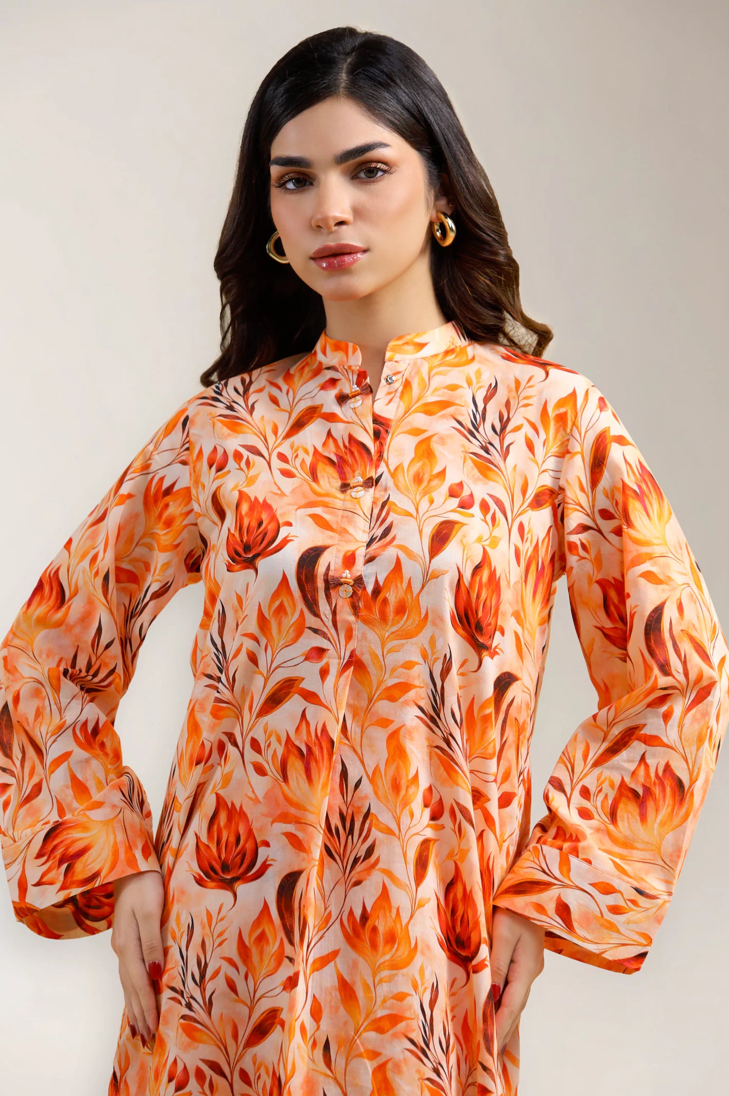 Light Orange Printed 2-Pc