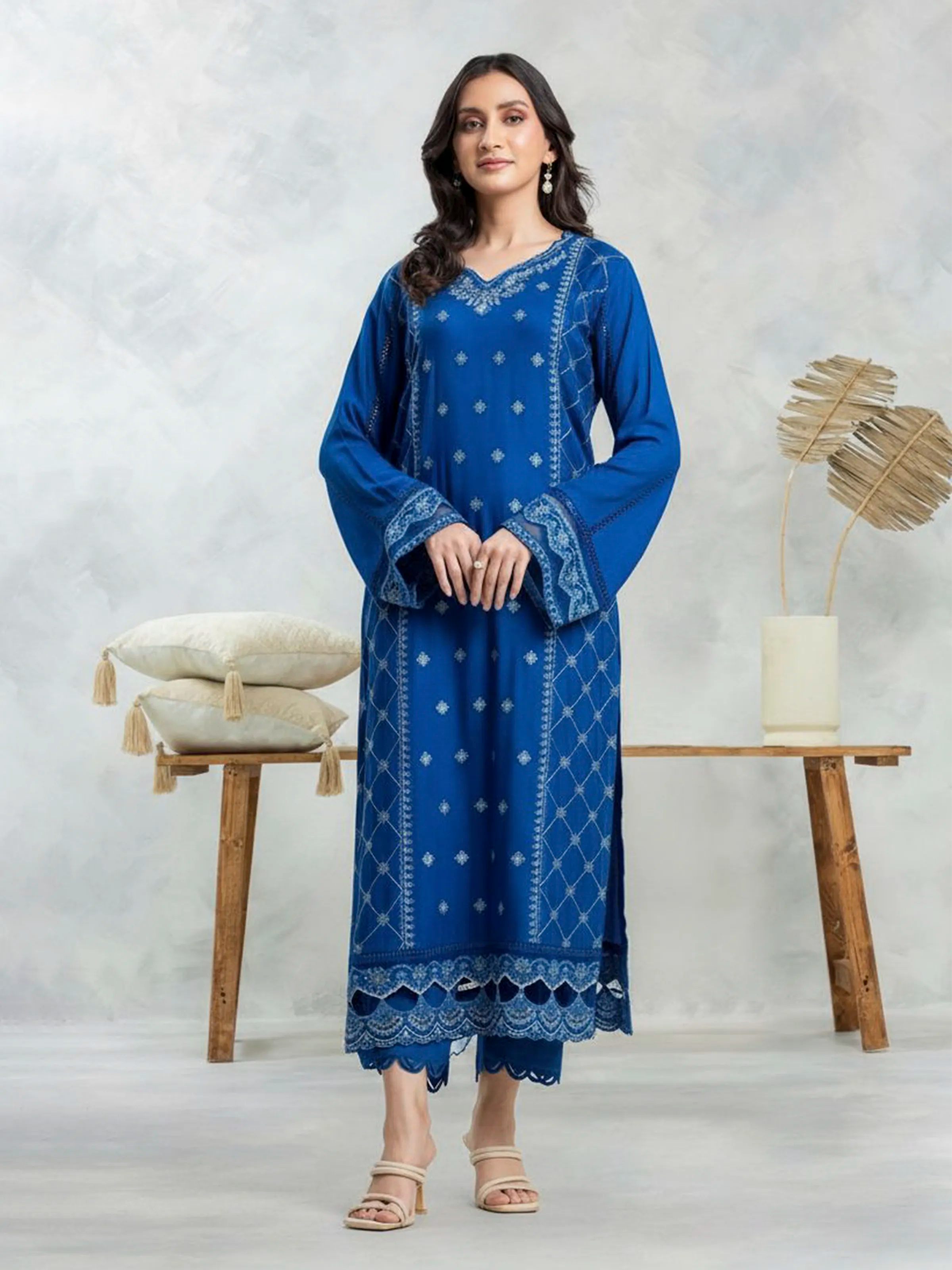 Embroidered Viscose Suit