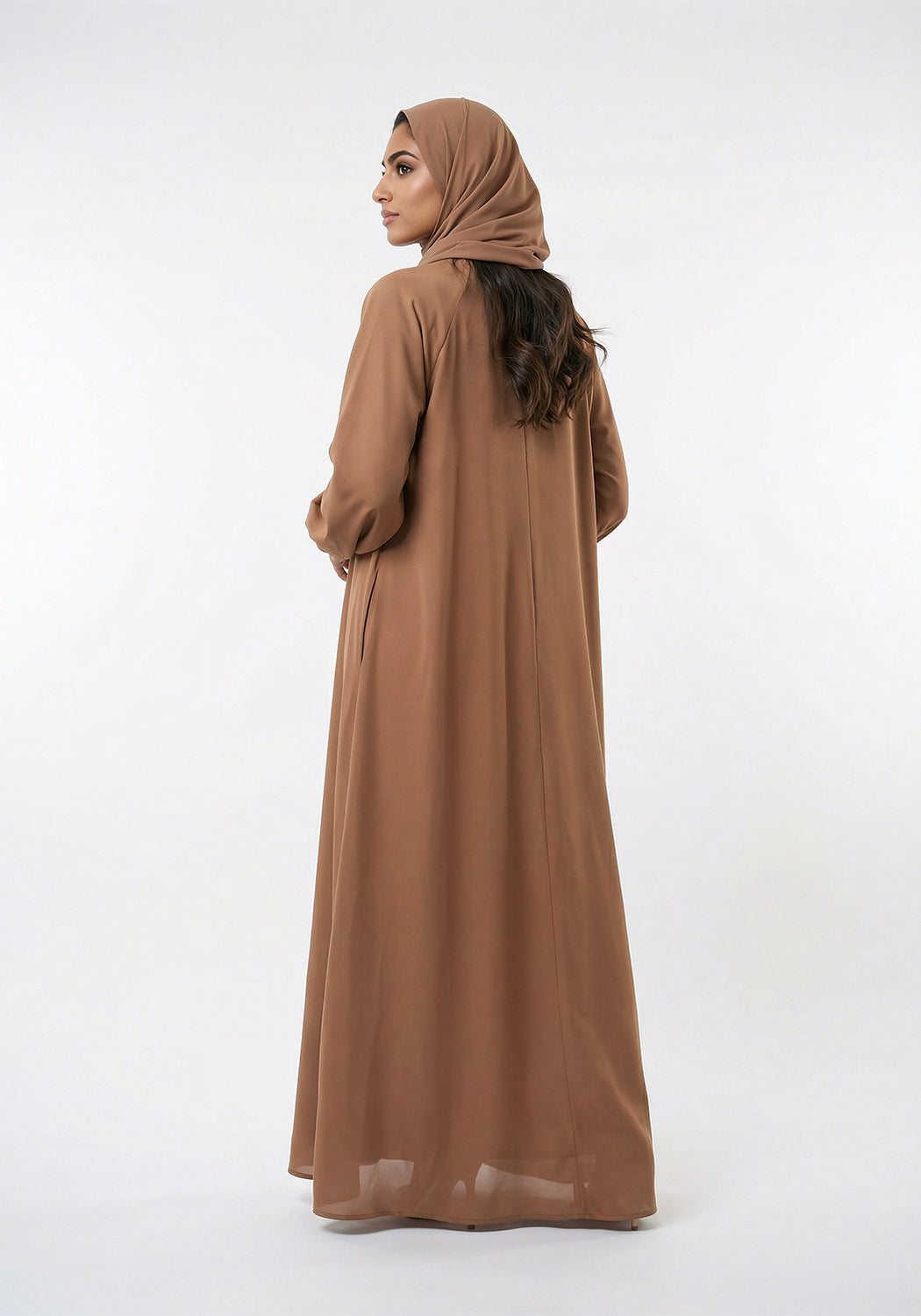 Zipper A Line Abaya Camel
