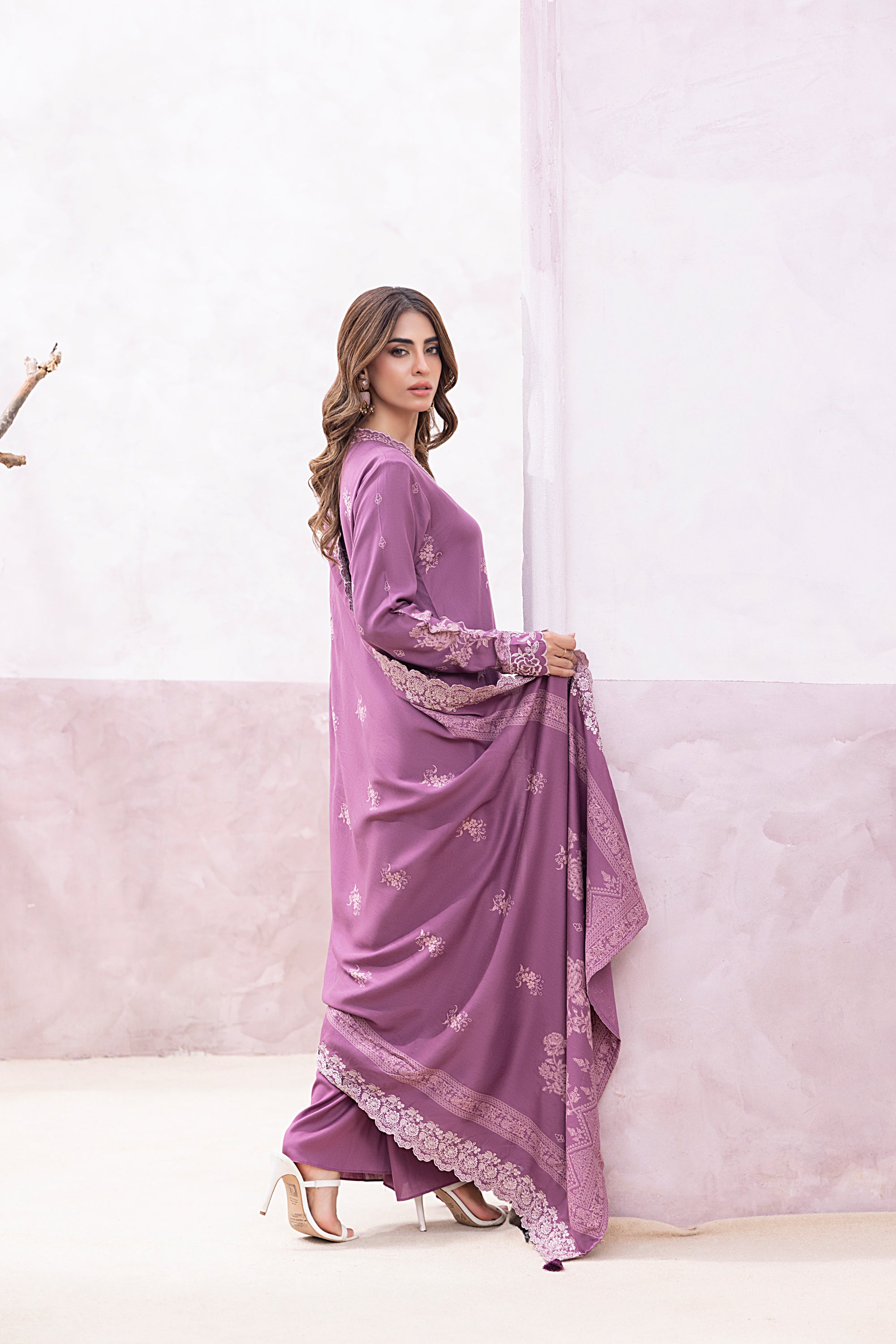 03-pc Printed Embroidered Cashmi Wool