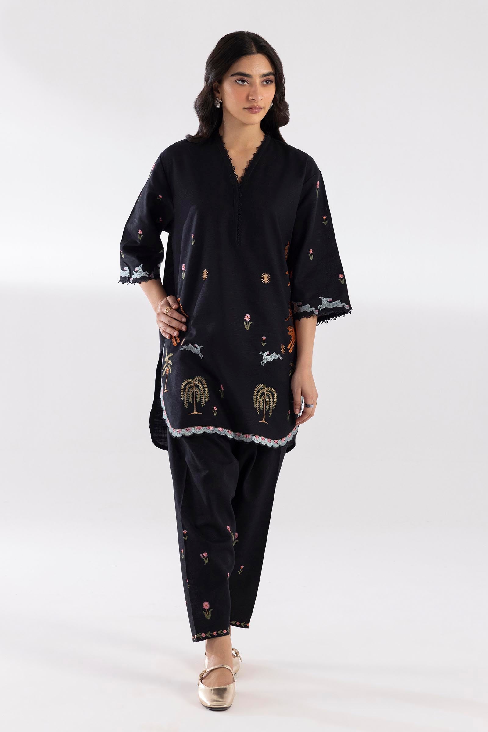 Embroidered Khaddar Shirt + Shalwar
