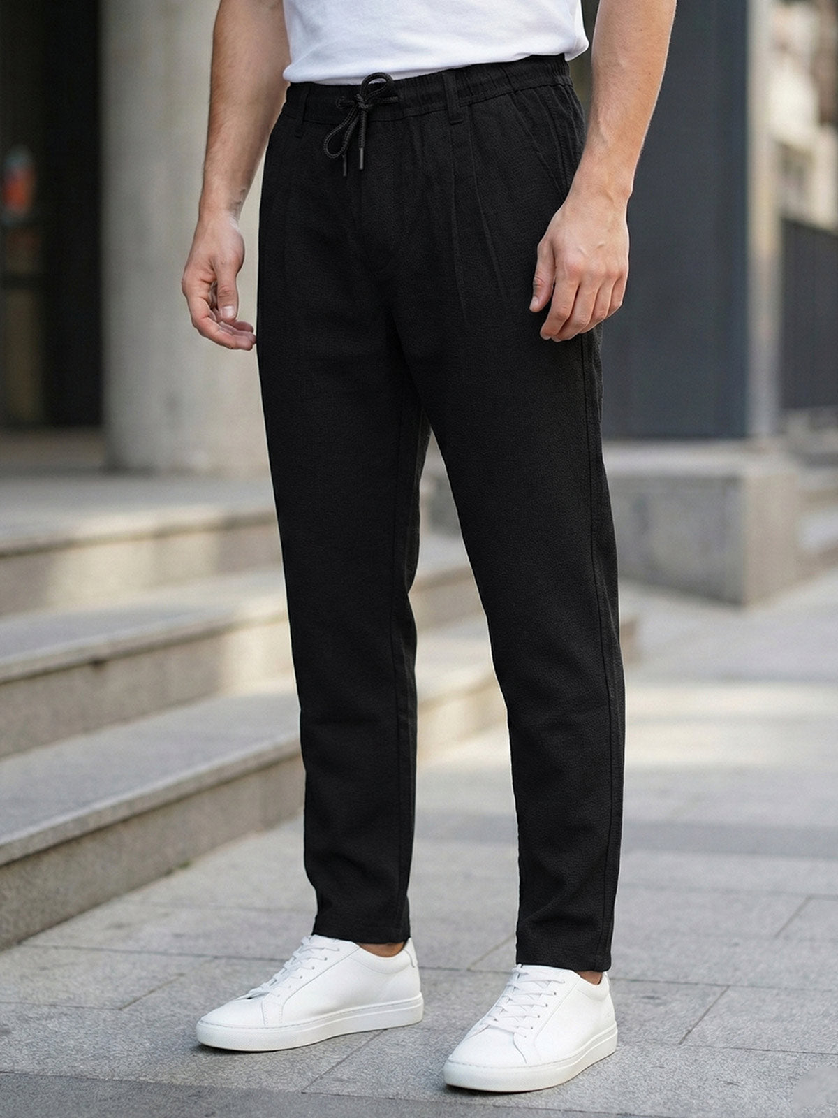 Black Cotton Stretch Trouser