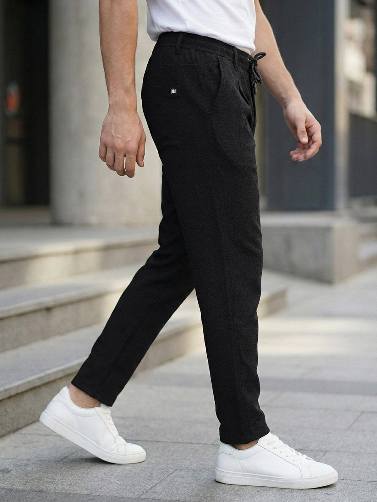 Black Cotton Stretch Trouser