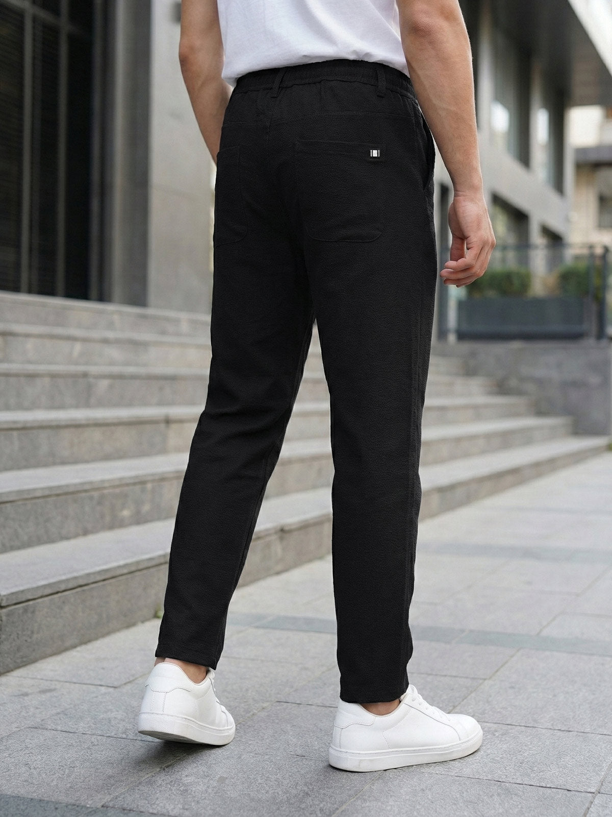 Black Cotton Stretch Trouser