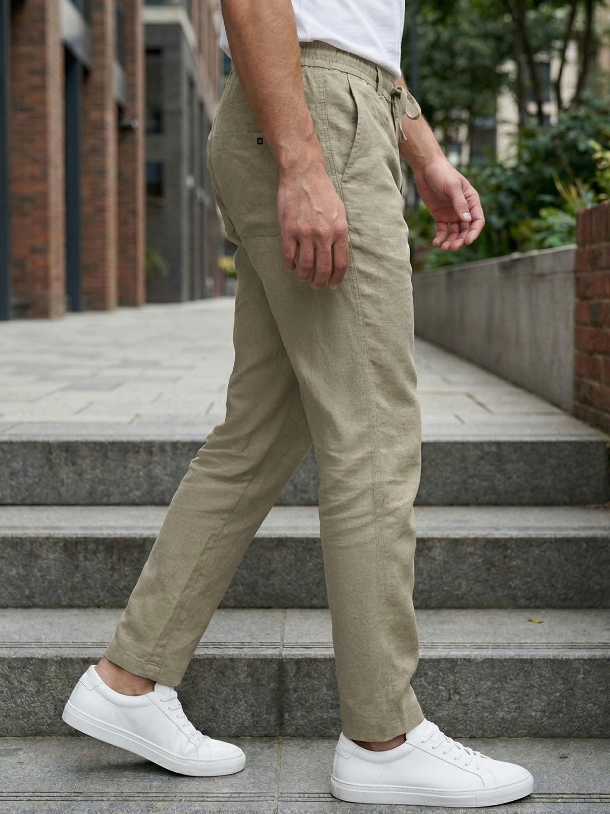 Beige Cotton Stretch Trouser