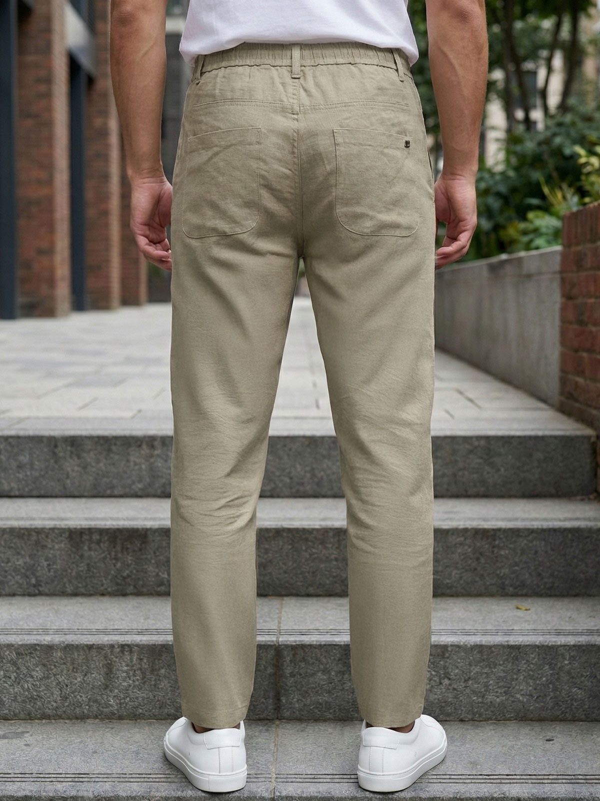 Beige Cotton Stretch Trouser