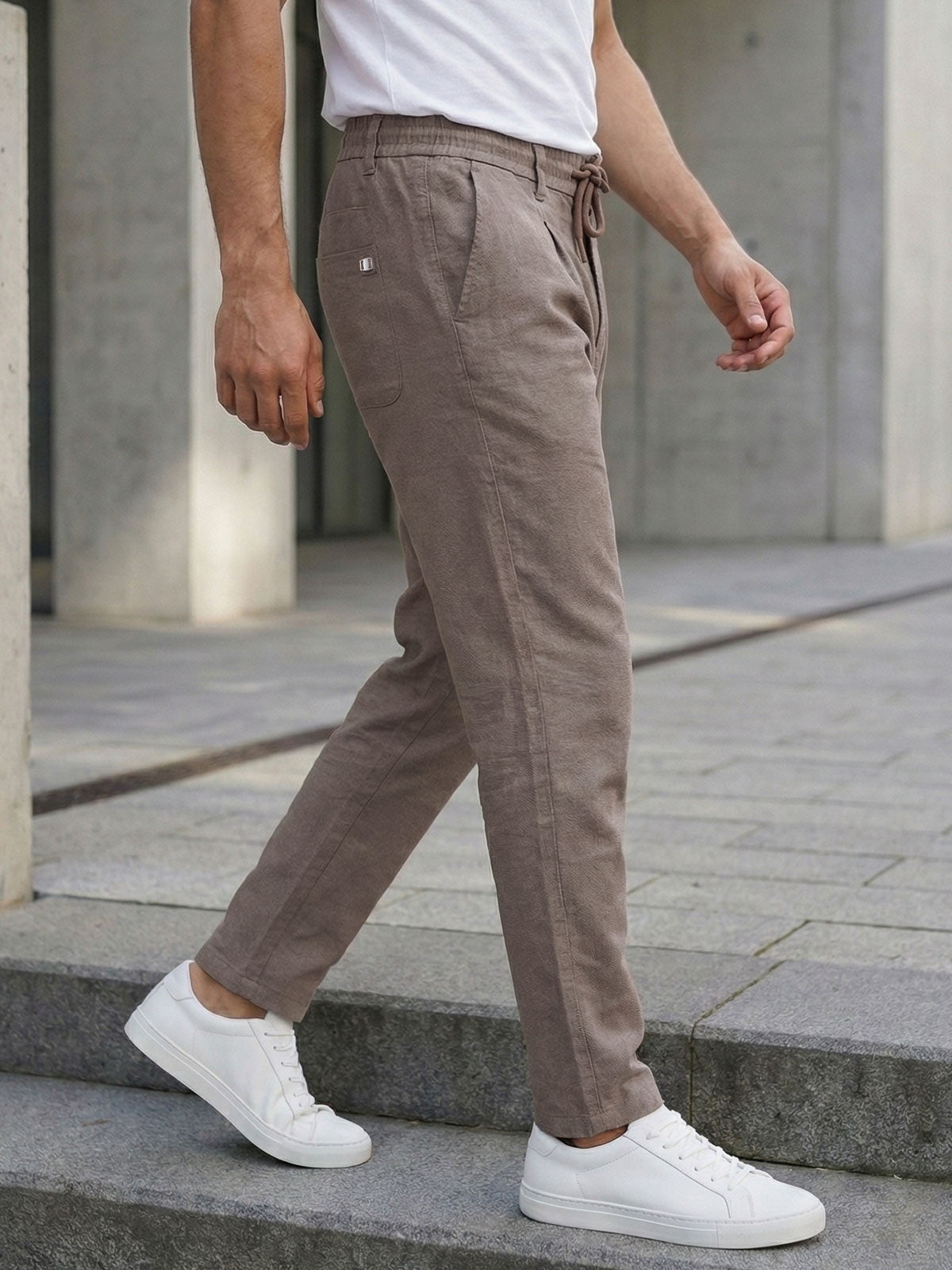 Brown Cotton Stretch Trouser