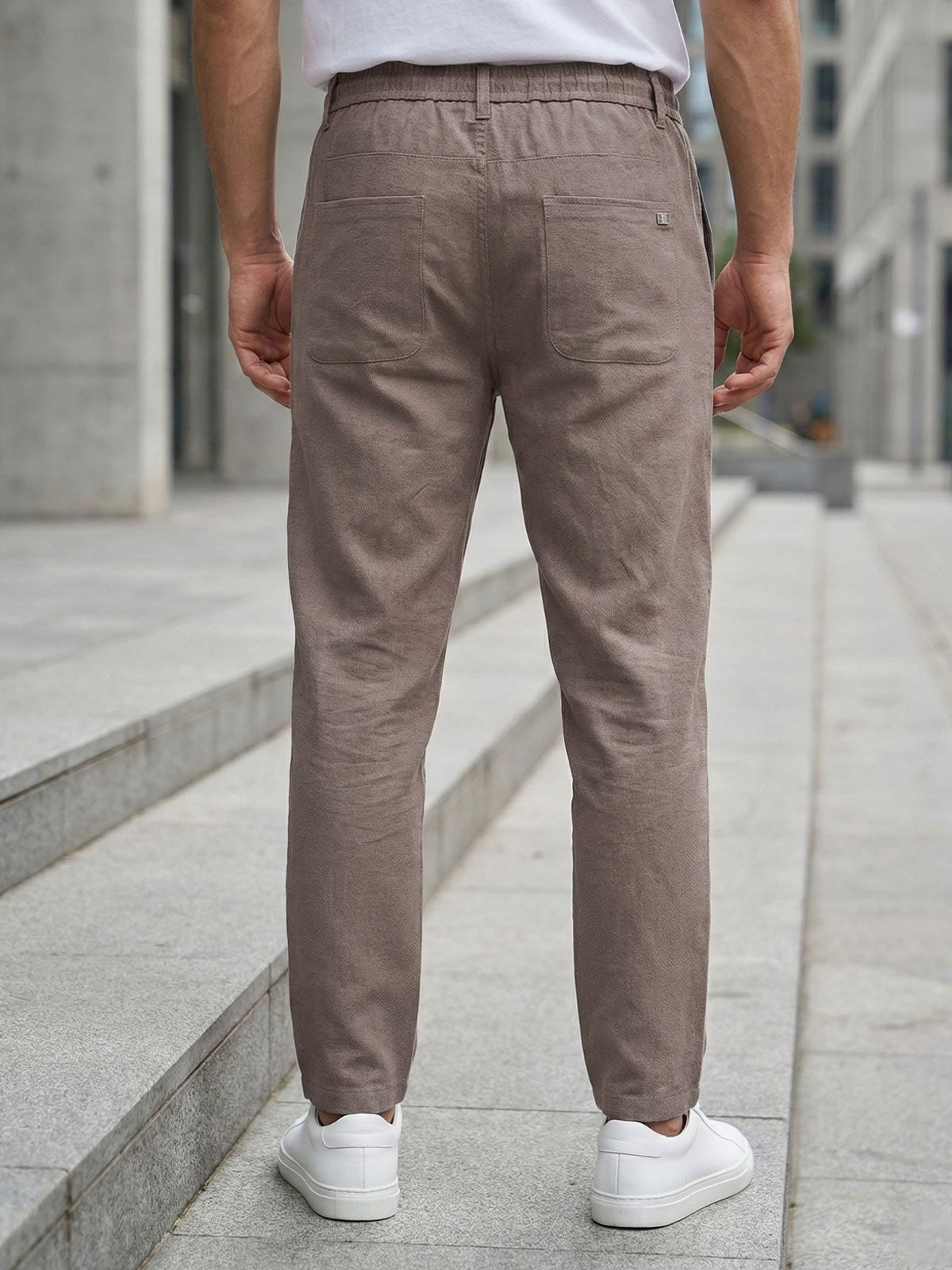 Brown Cotton Stretch Trouser
