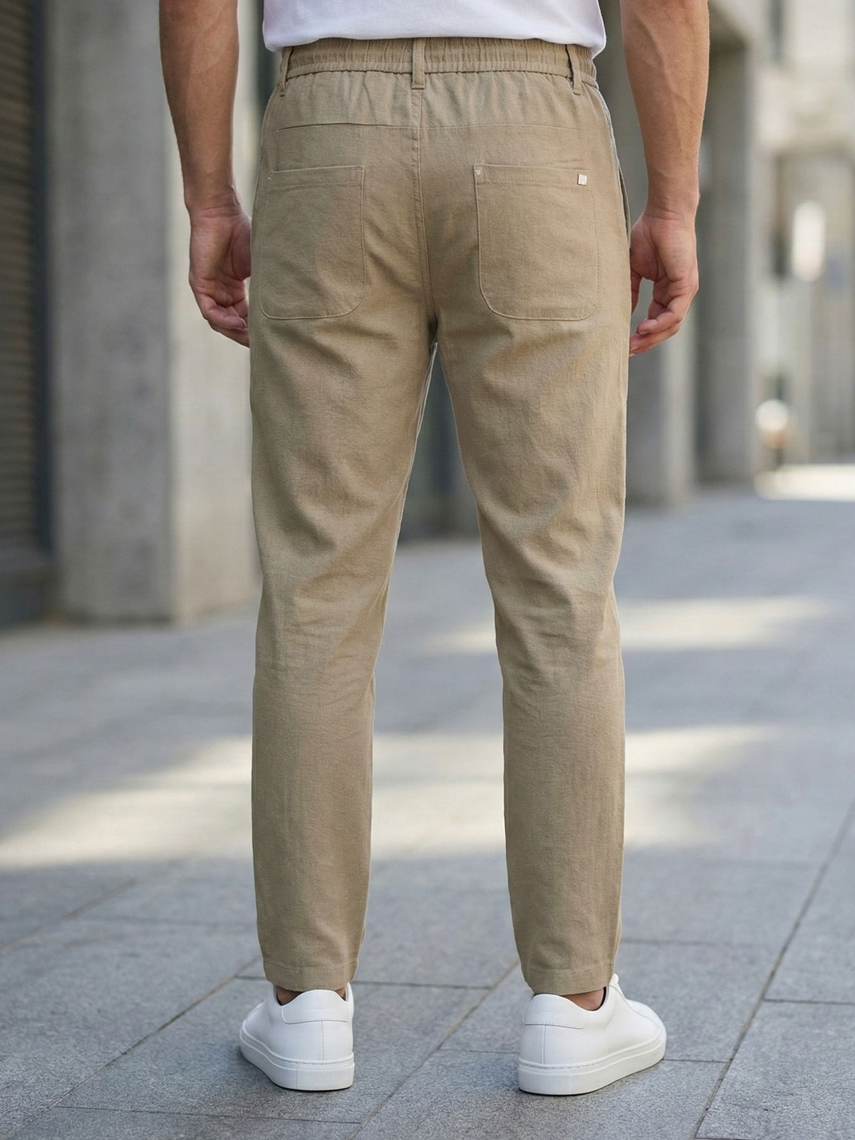 Stone Cotton Stretch Trouser