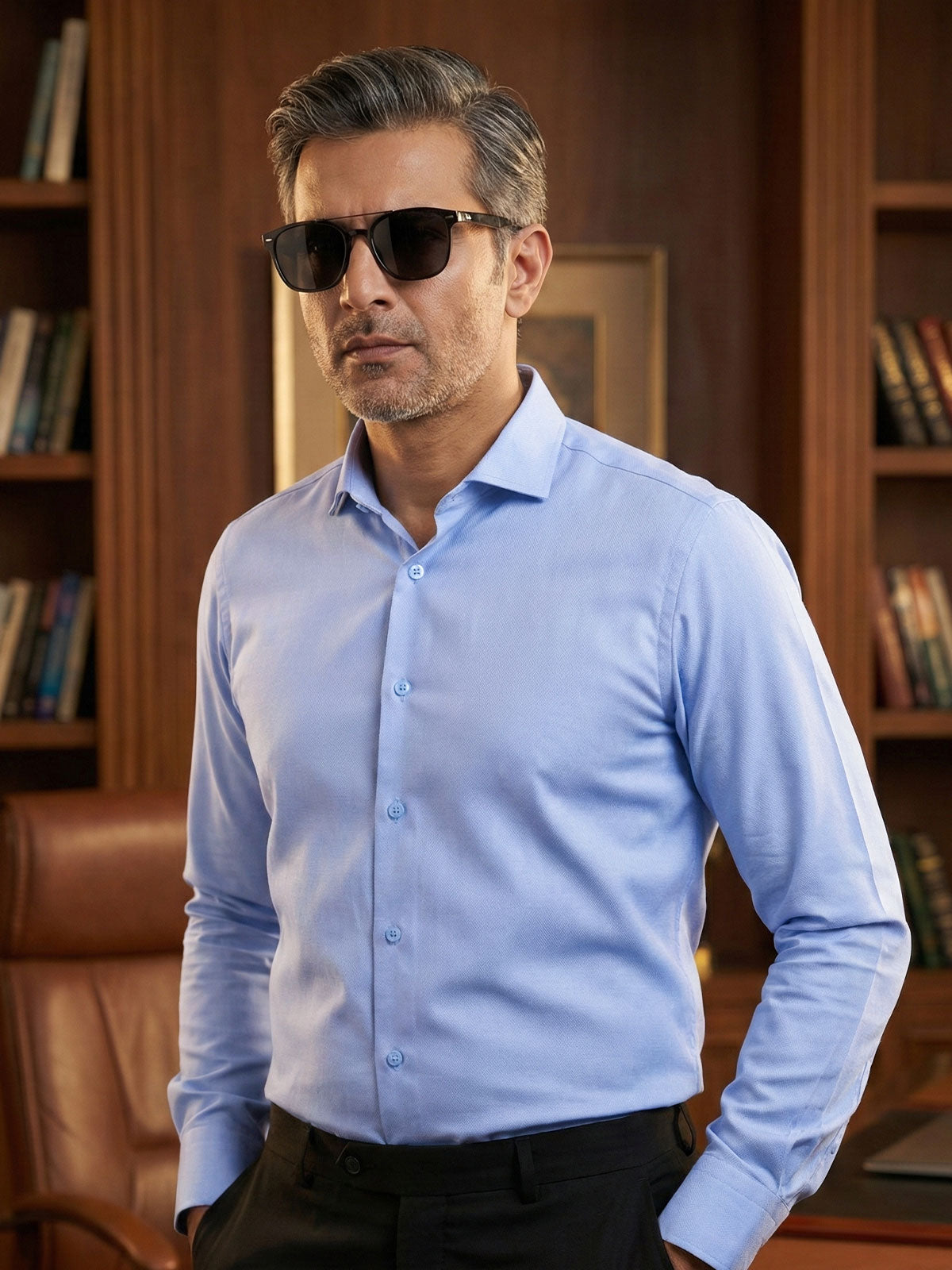 Blue Self, Cutaway Collar, Elite Edition, Mens Formal Shirt