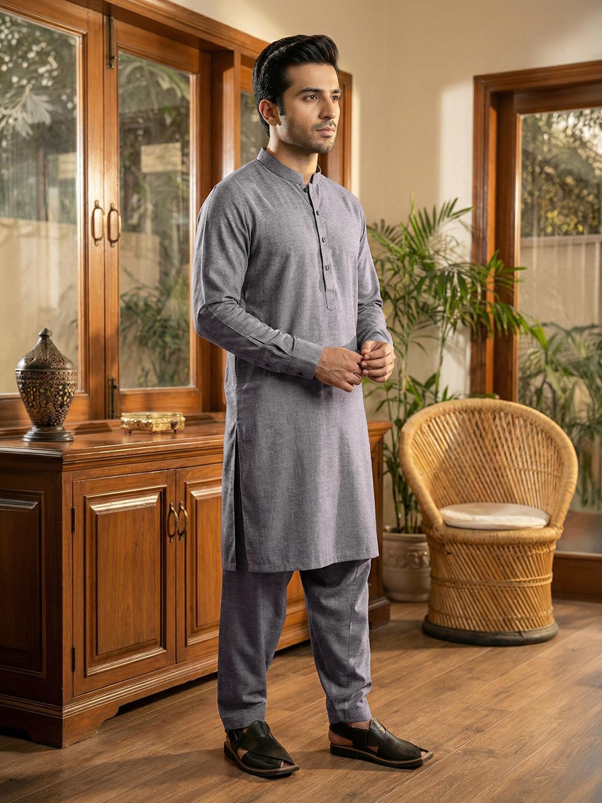 Light Grey Designer Kurta Shalwar