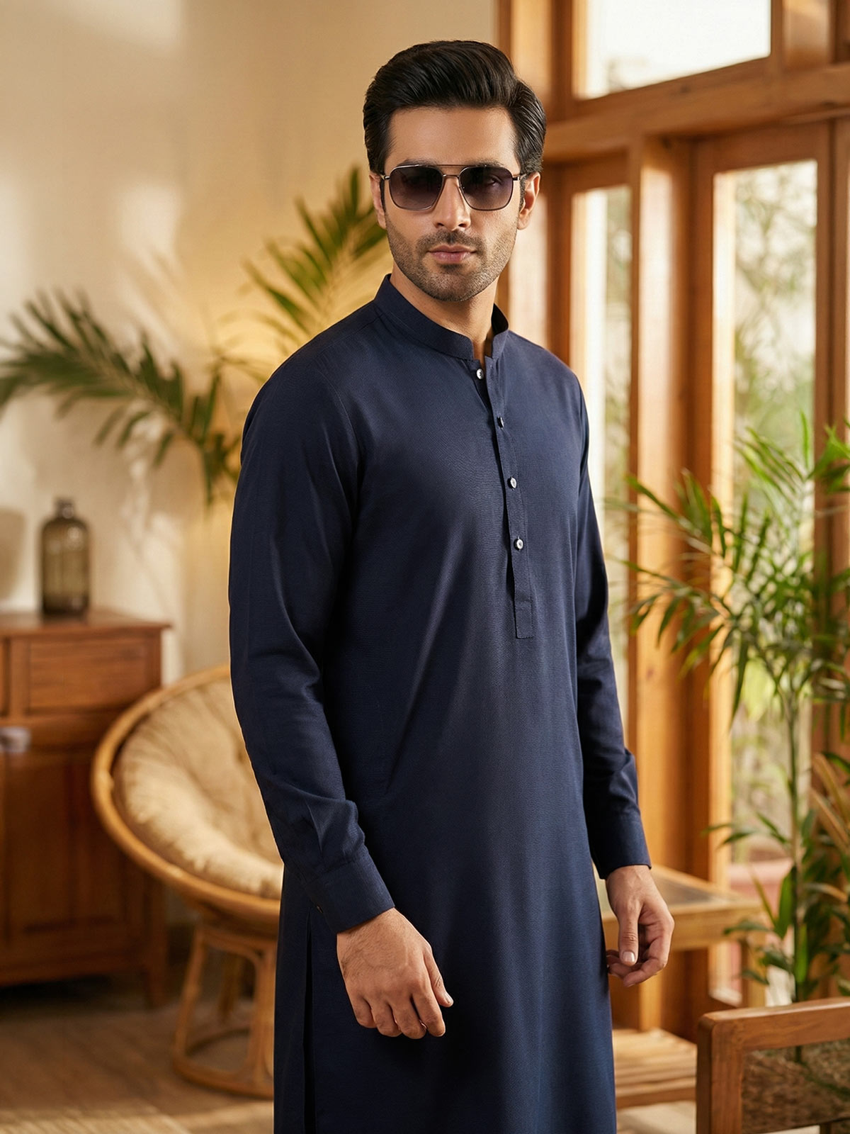 Navy Blue Designer Kurta Shalwar