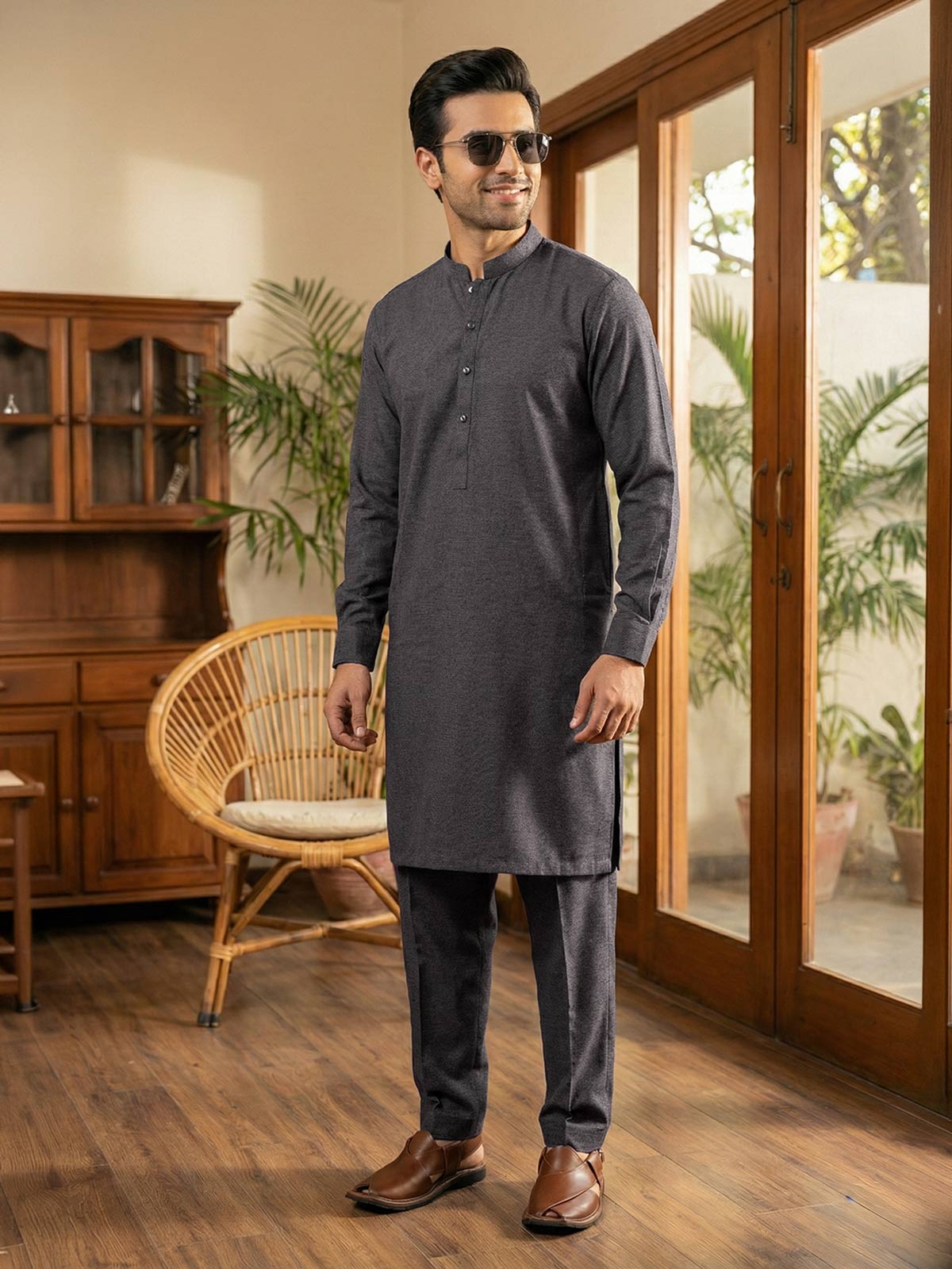 Charcoal Designer Kurta Shalwar
