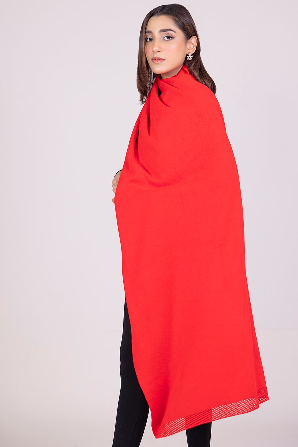 Solid Knitted Shawl Wg Sh W22 119
