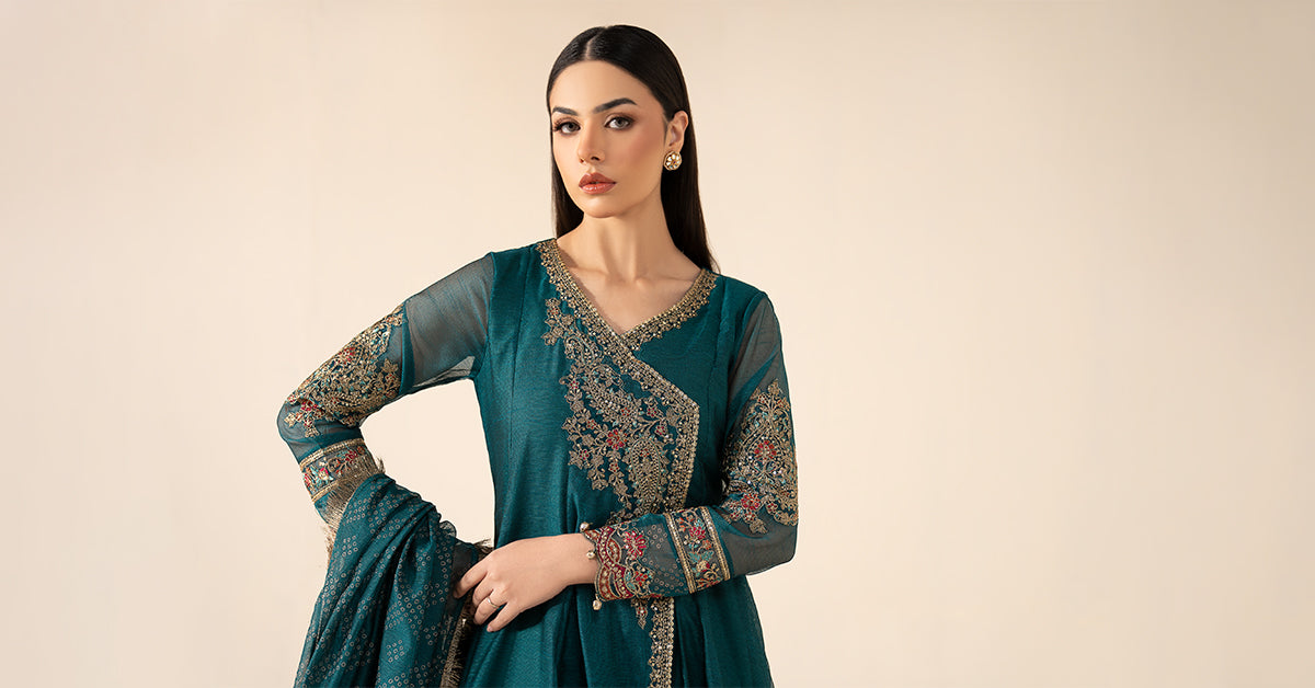 3-Pc Embroidered Cotton Net Suit