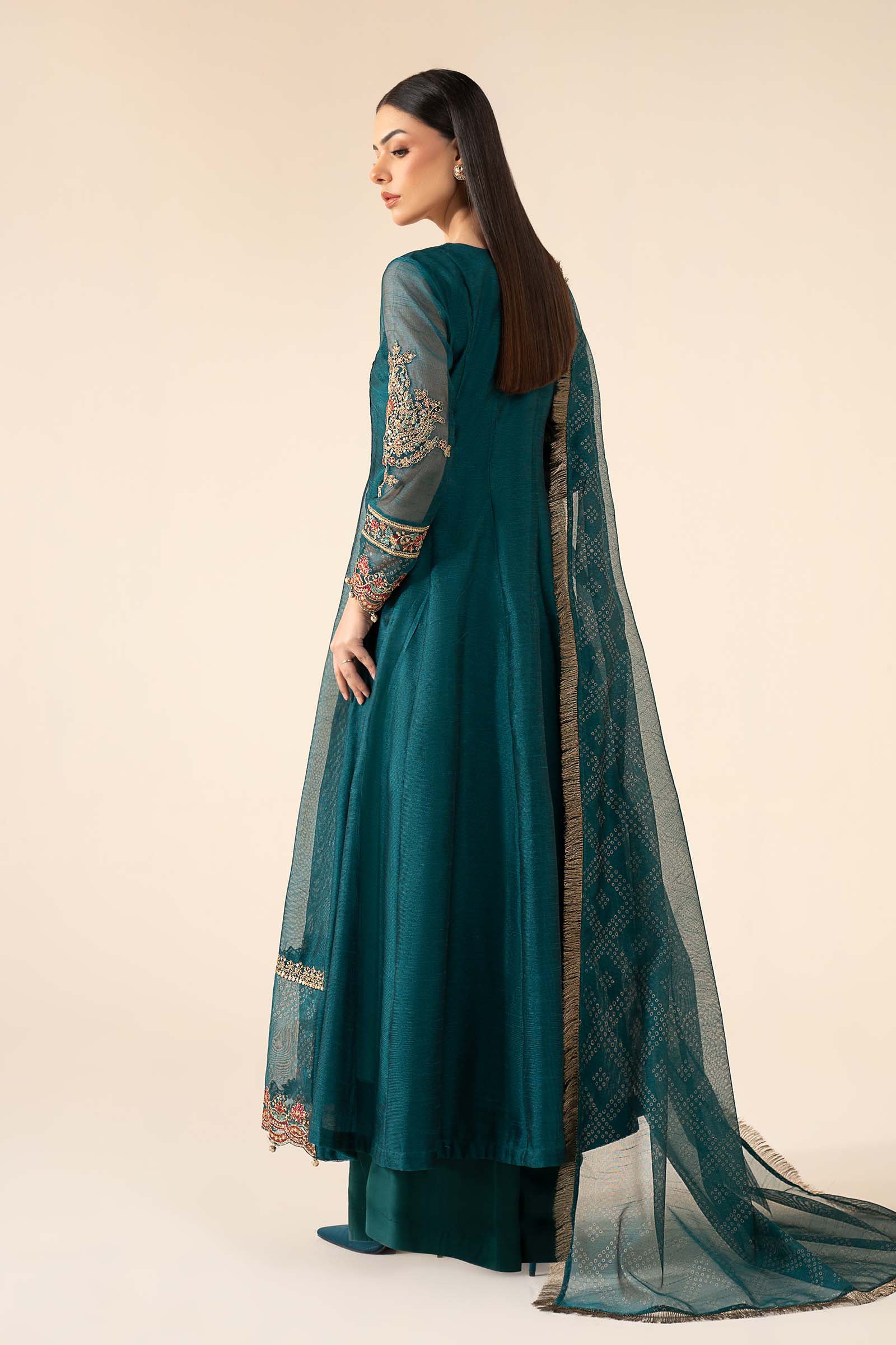 3-Pc Embroidered Cotton Net Suit