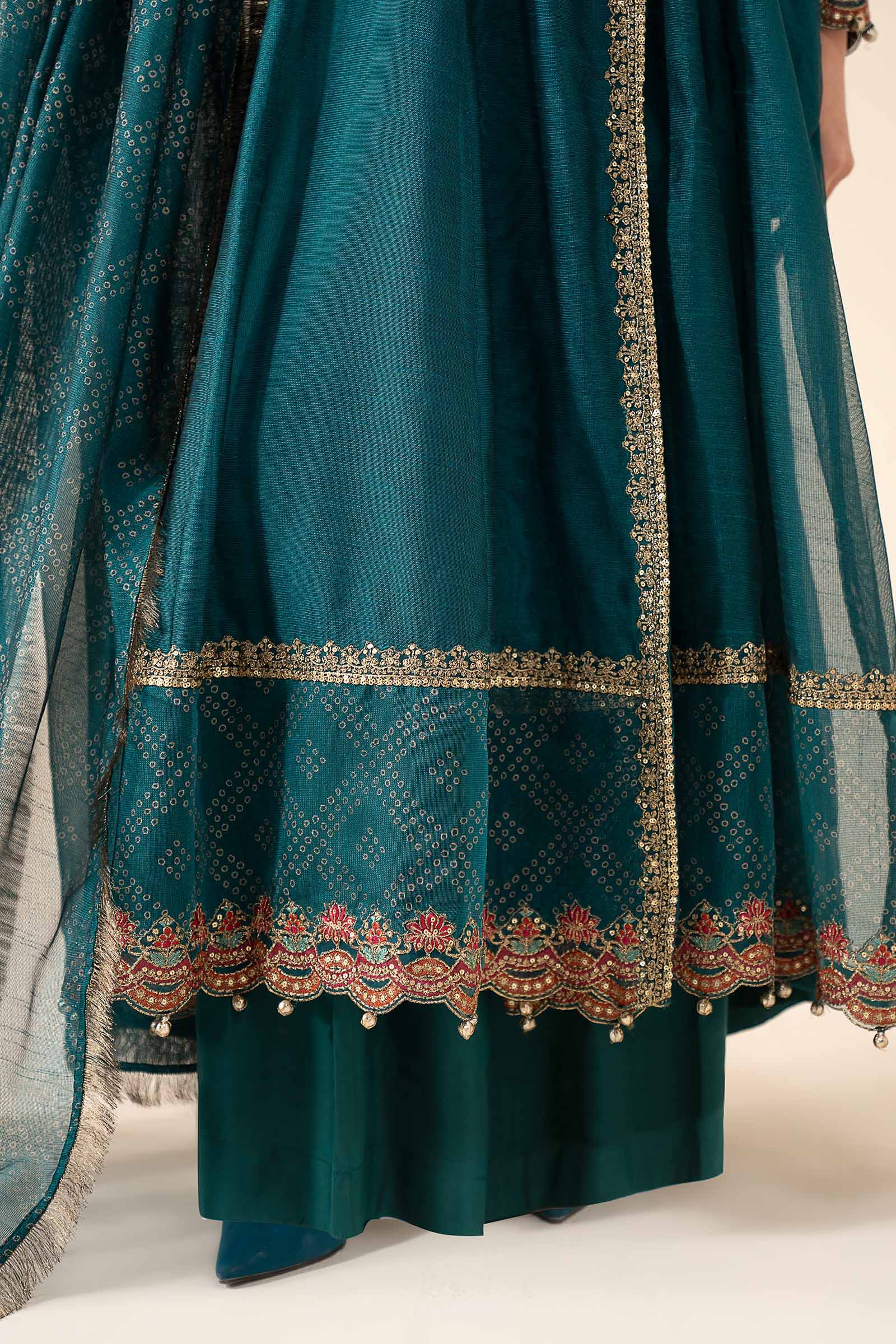 3-Pc Embroidered Cotton Net Suit