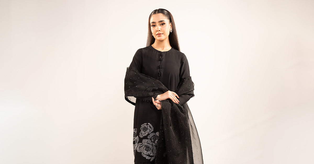 3-Pc Embellished Raw Silk Suit