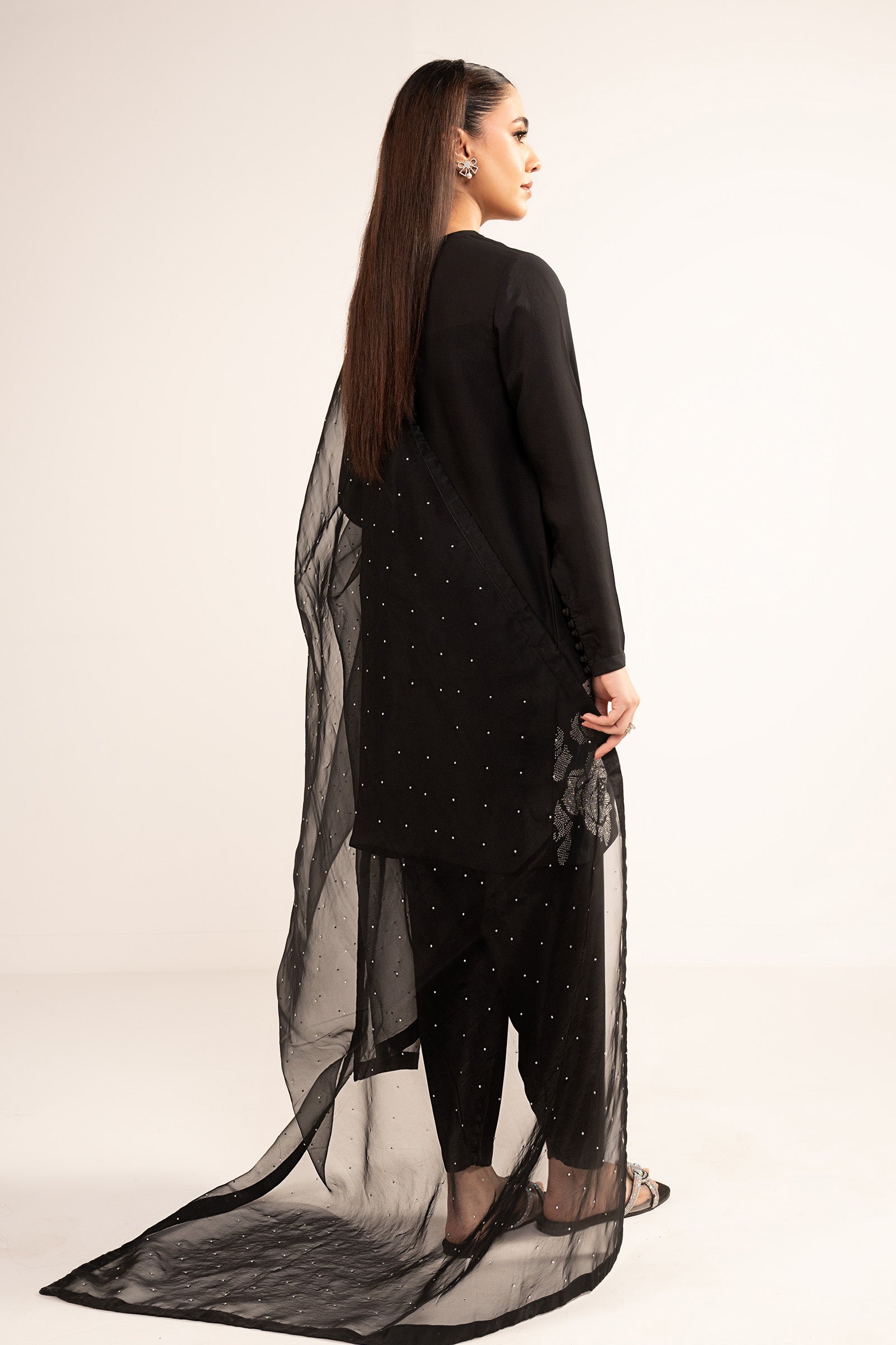 3-Pc Embellished Raw Silk Suit