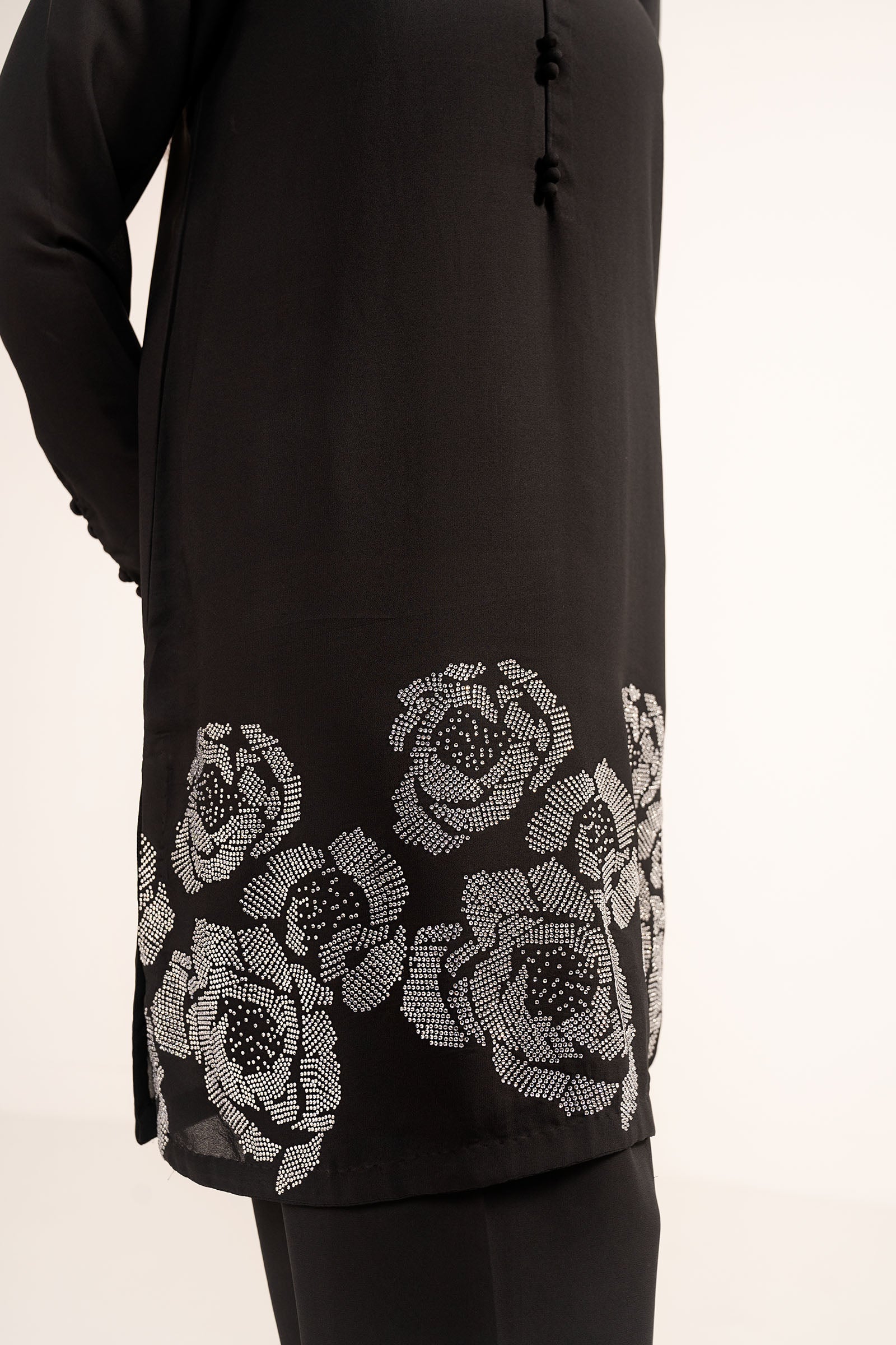 3-Pc Embellished Raw Silk Suit