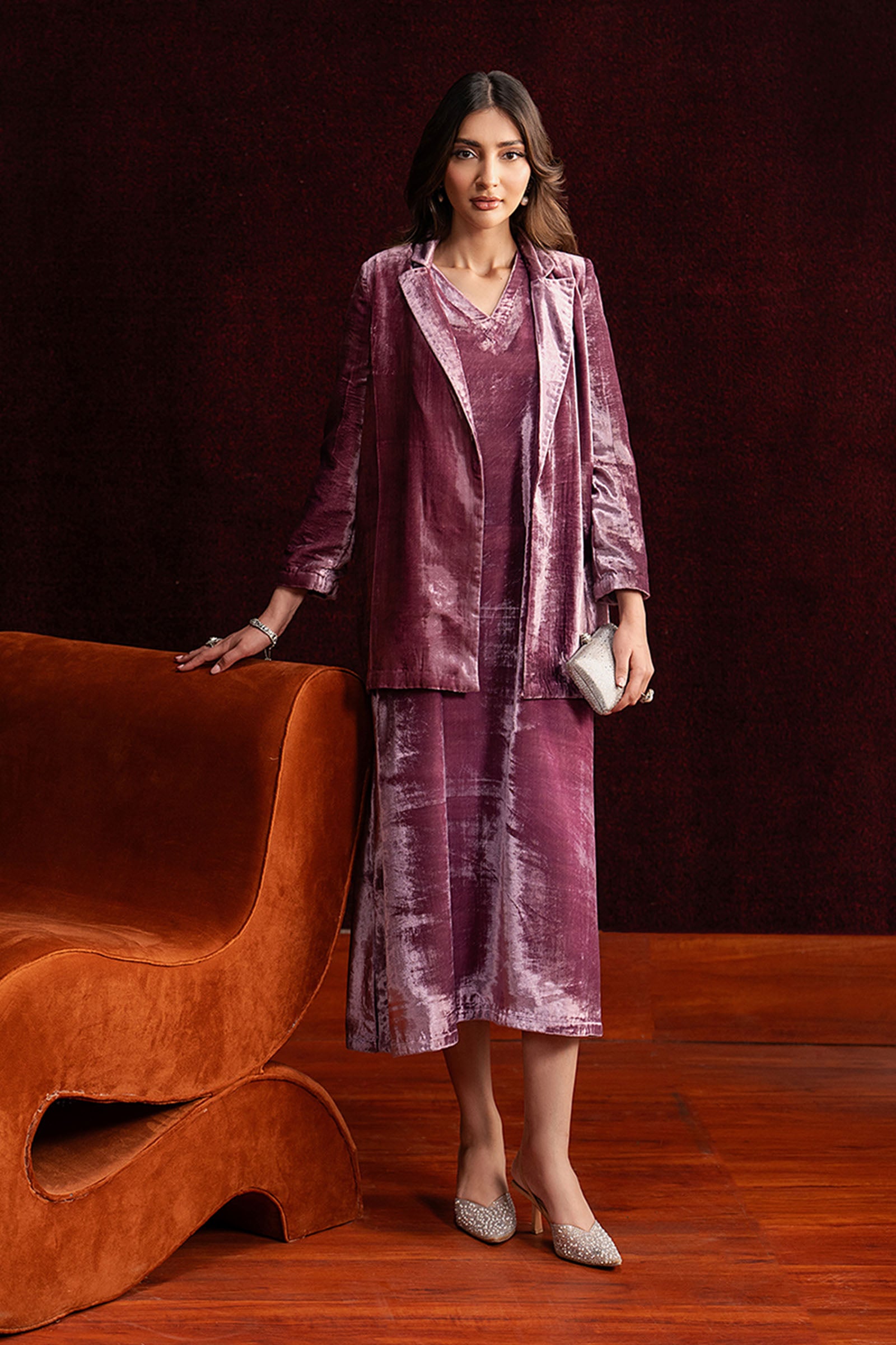 2-Pc Dyed Velvet Suit