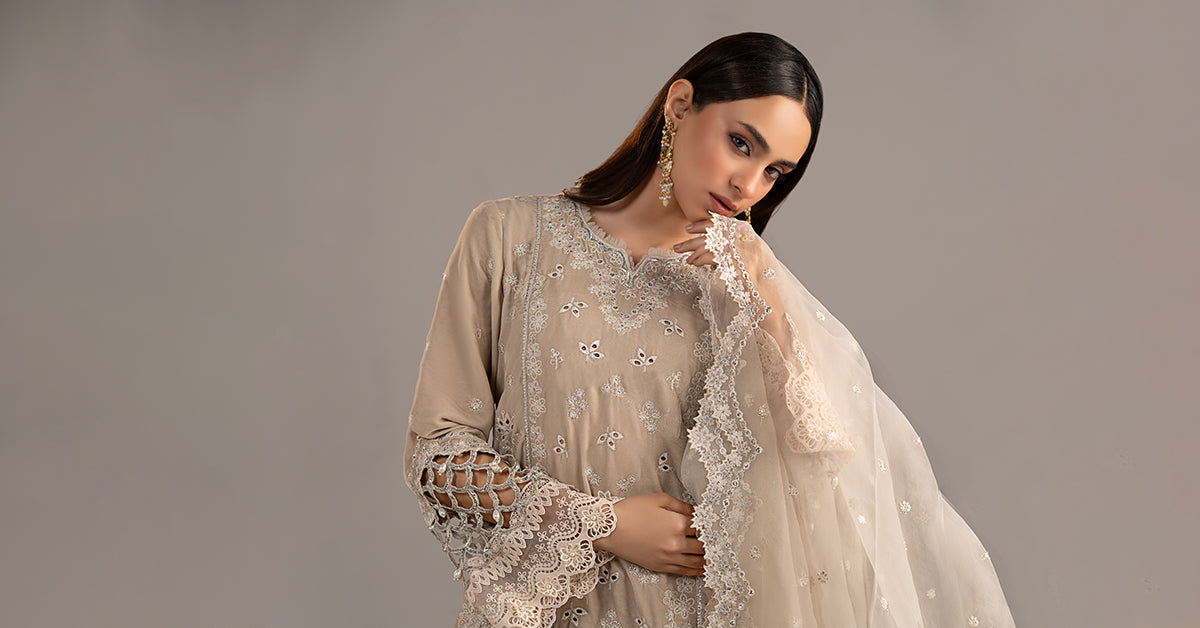 3-Pc Embroidered Velvet Suit