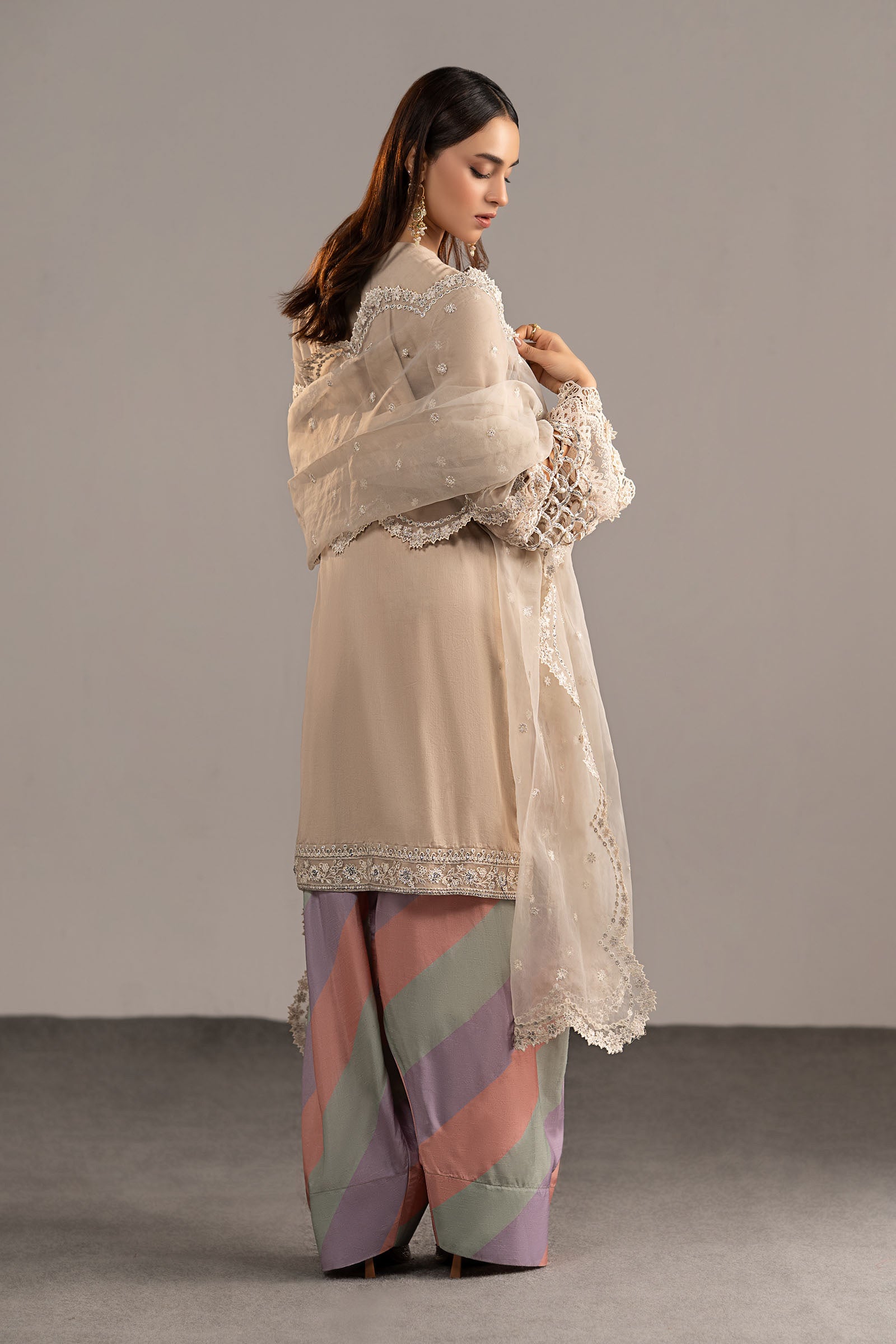 3-Pc Embroidered Velvet Suit