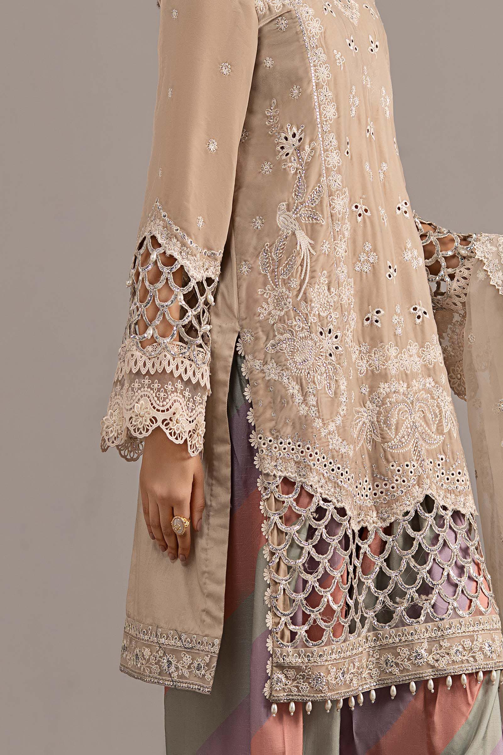 3-Pc Embroidered Velvet Suit