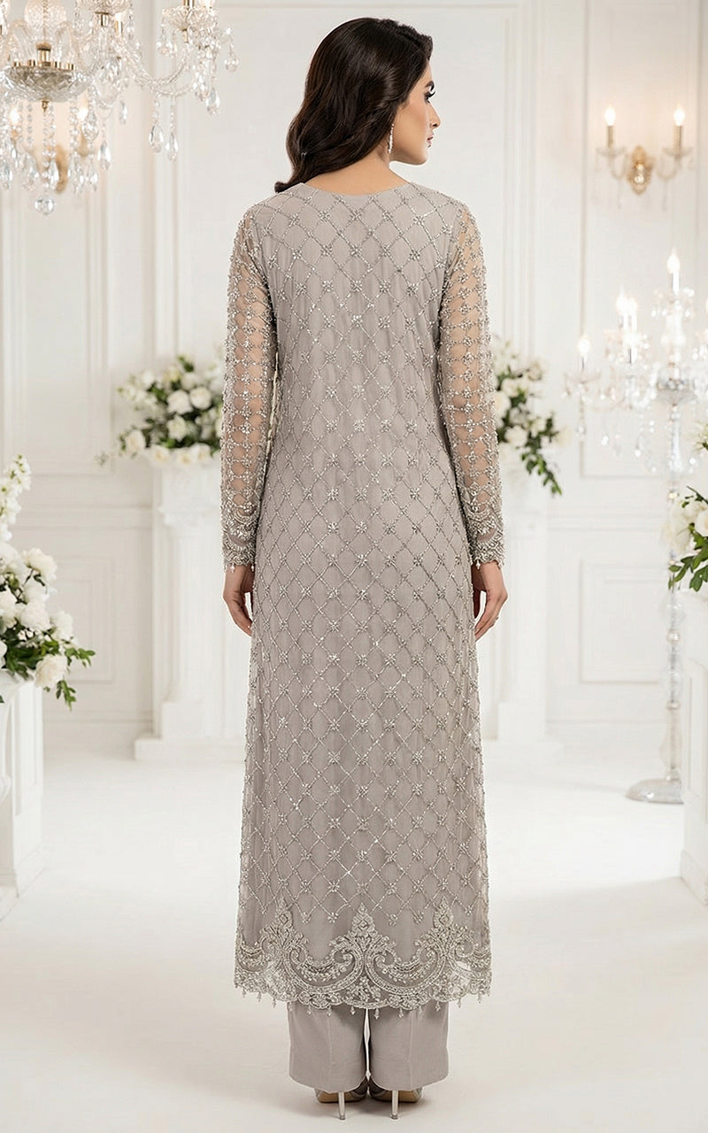 Net Embroidered Jacket With Trouser