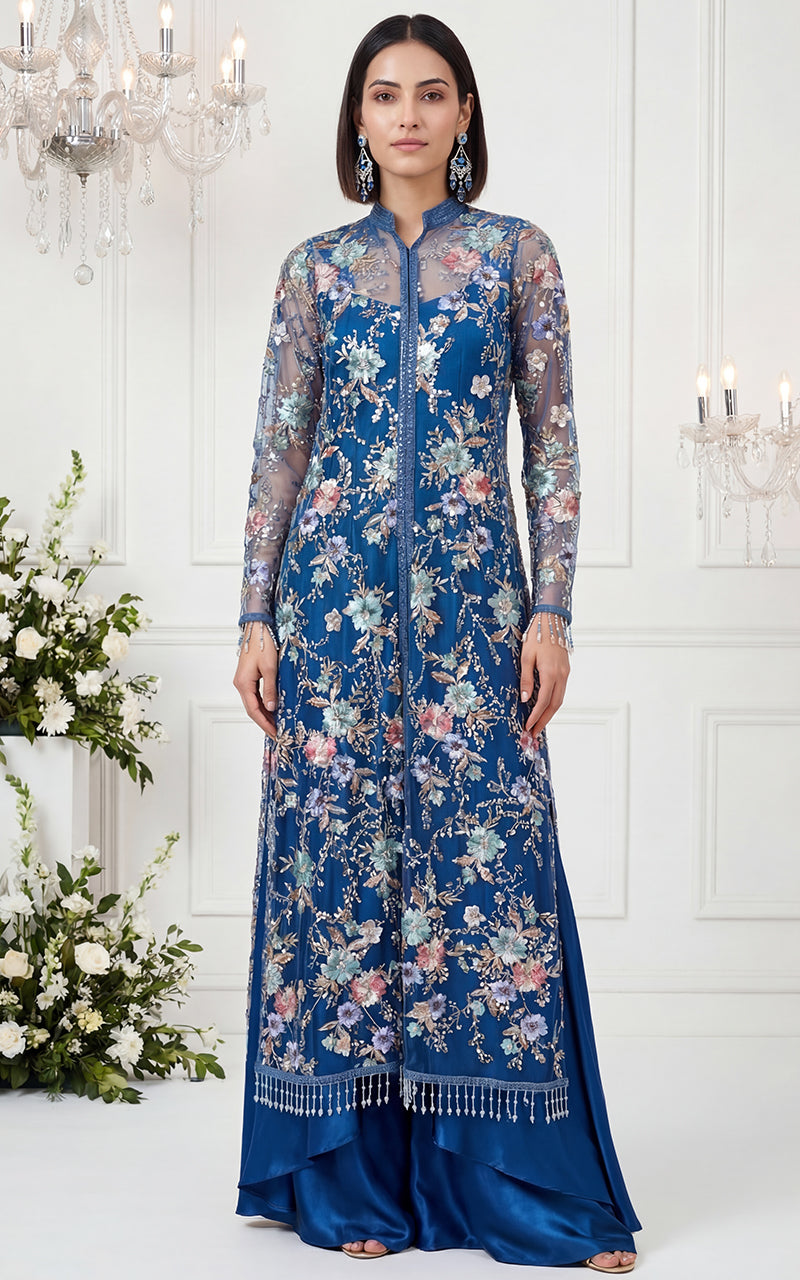 Embroidered Jakcet With Gown