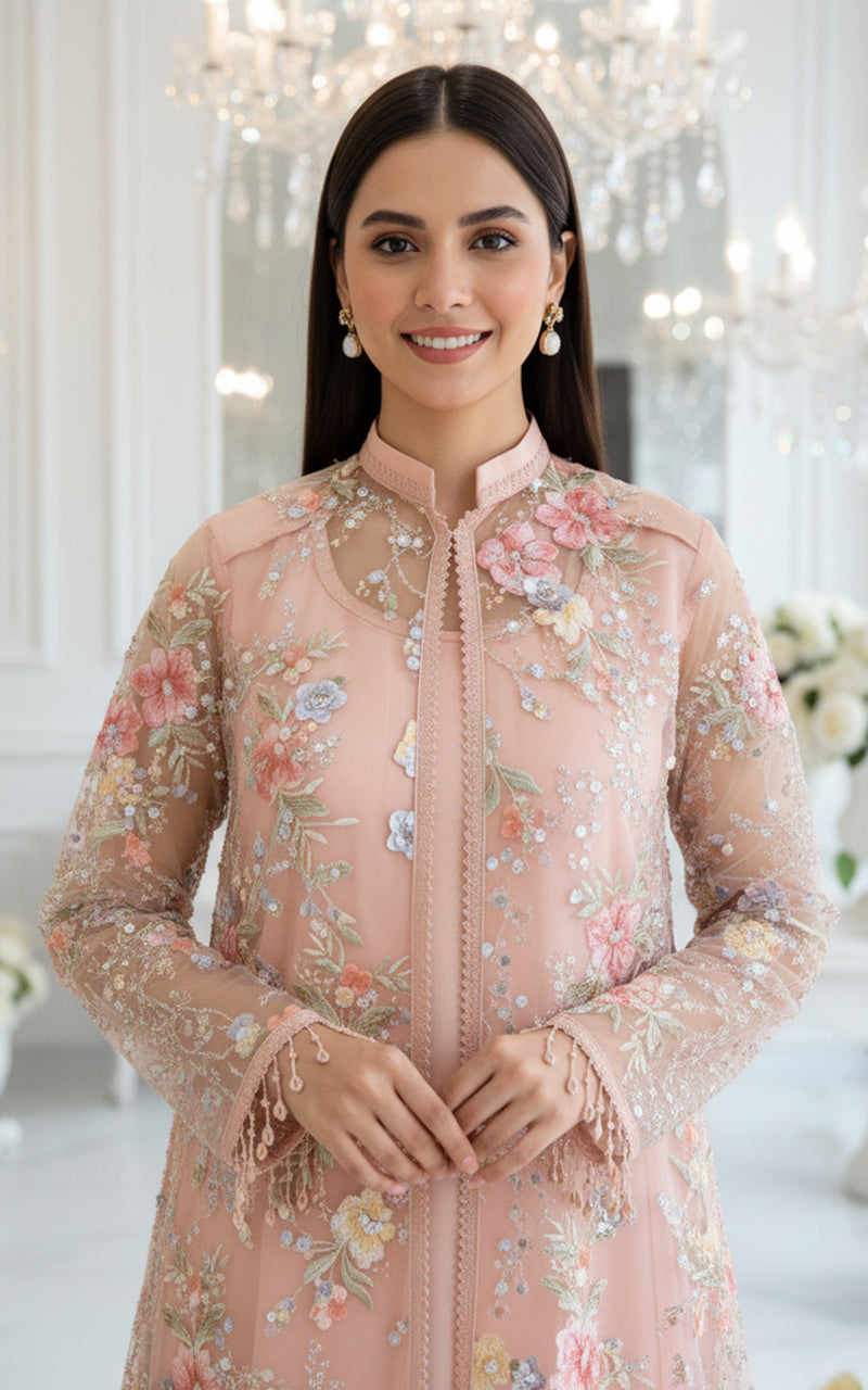 Embroidered Jakcet With Gown