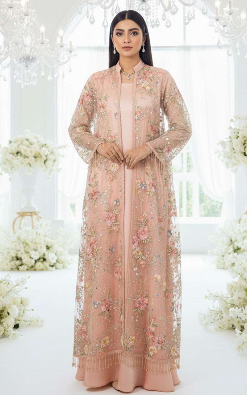 Embroidered Jakcet With Gown