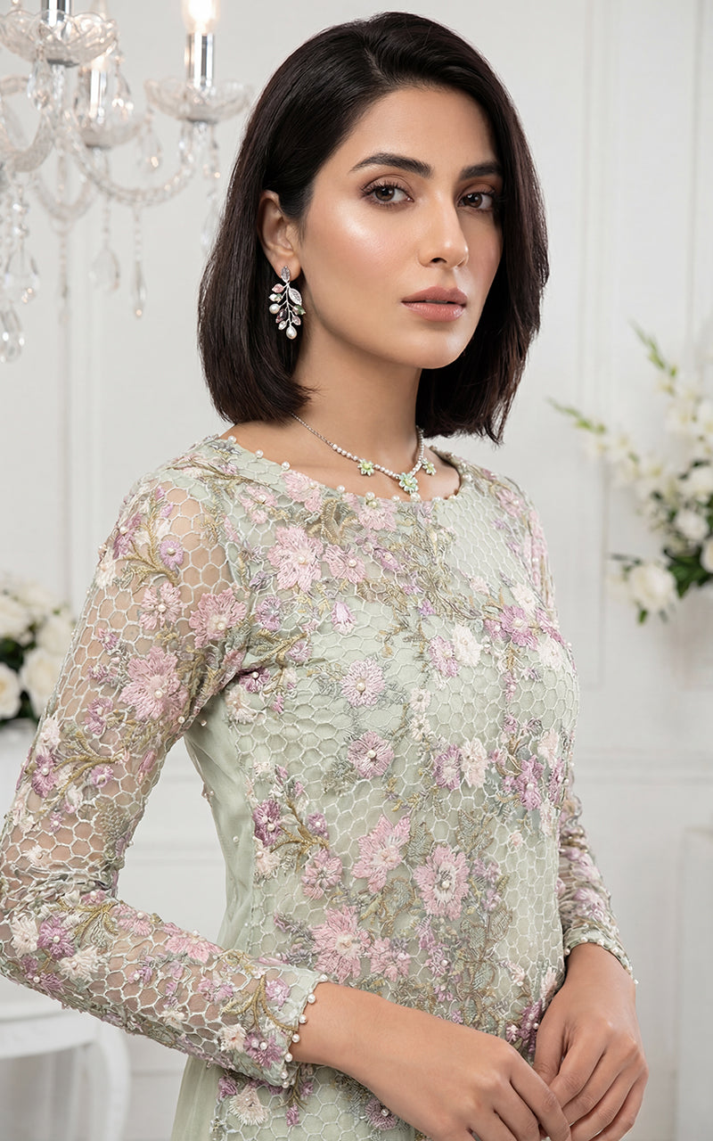 Embroidered Dress With Trouser