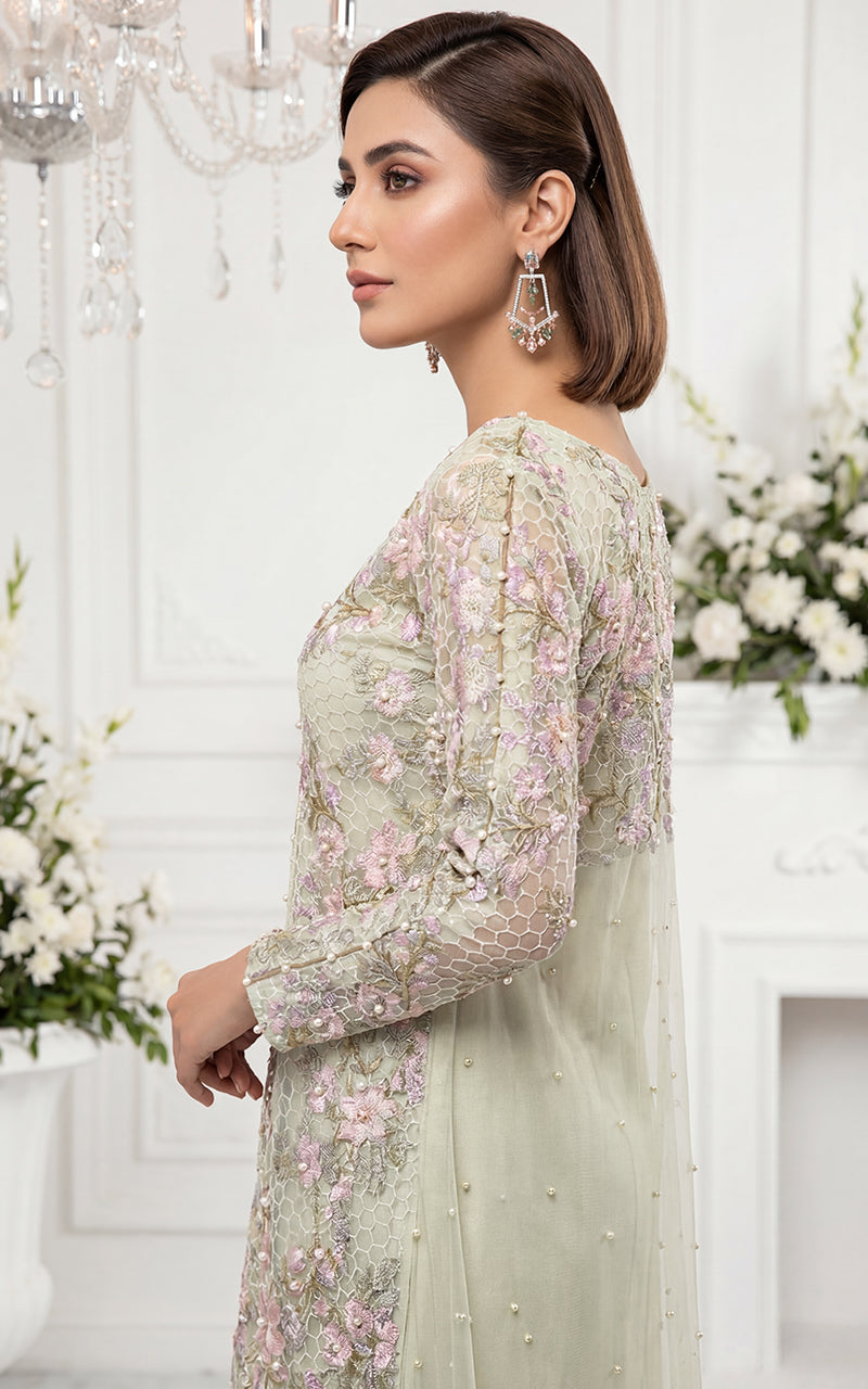 Embroidered Dress With Trouser