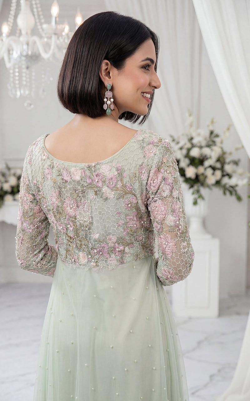 Embroidered Dress With Trouser